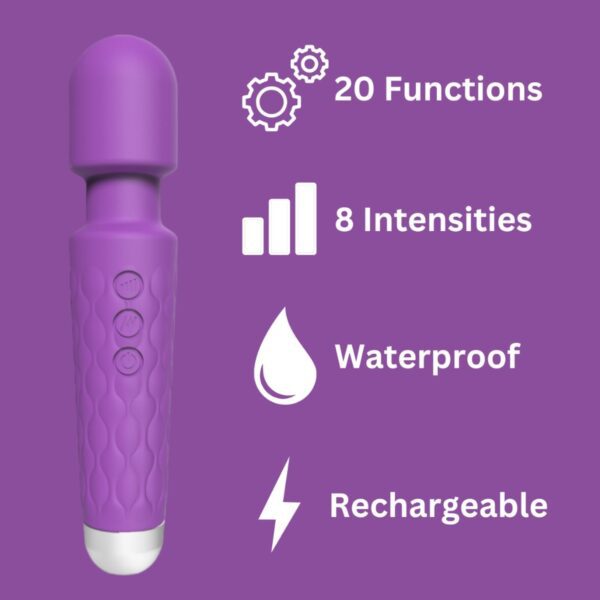 Loving Joy 20 Function Wand Vibrator Purple - Image 8