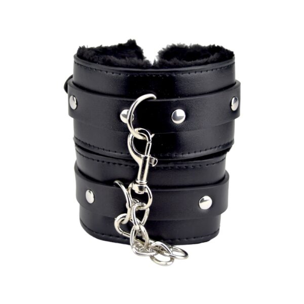 Bound to Please Furry Plush Wrist Cuffs Black - Image 6