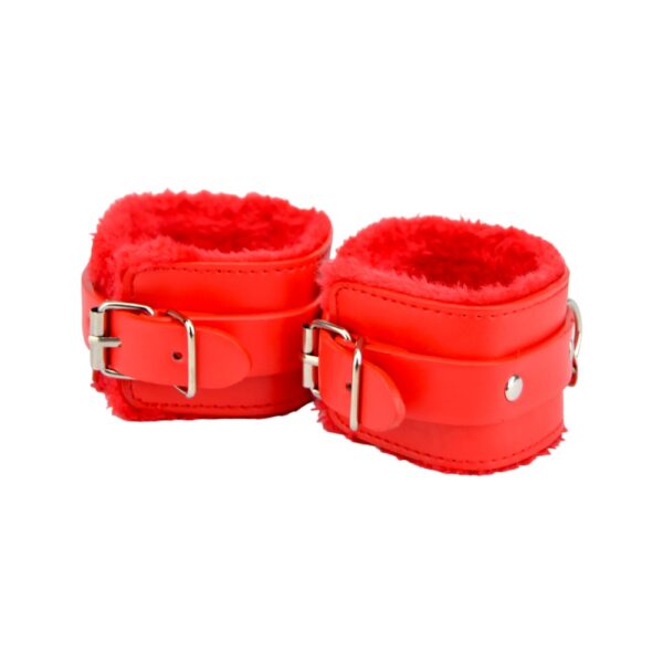 Bound to Please Furry Plush Wrist Cuffs Red - Image 6