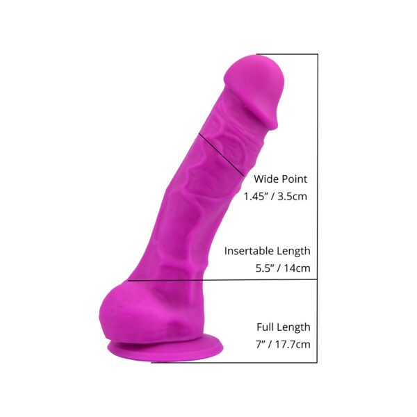 Loving Joy 7 Inch Realistic Silicone Dildo with Suction Cup and Balls Purple - Image 6