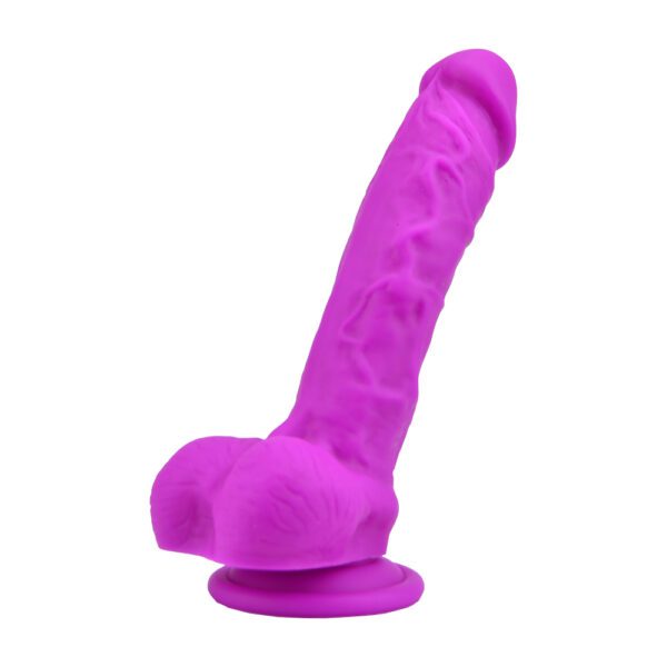 Loving Joy 8 Inch Realistic Silicone Dildo with Suction Cup and Balls Purple - Image 3