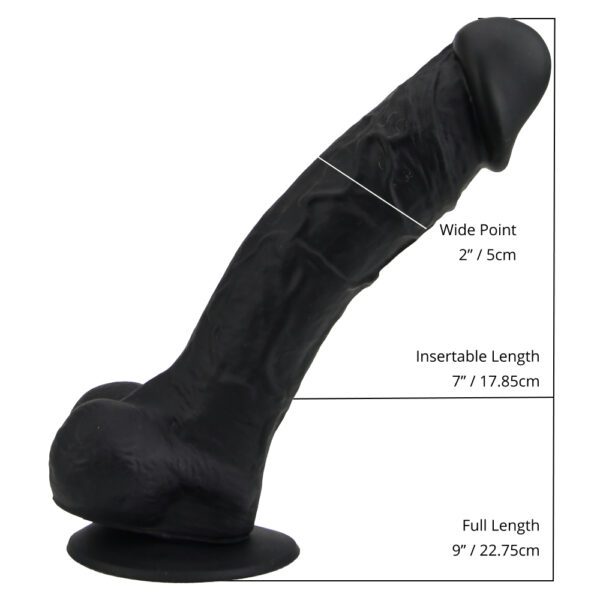 Loving Joy 9 Inch Realistic Silicone Dildo with Suction Cup and Balls Black - Image 6