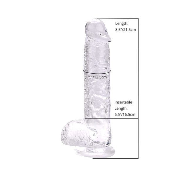 Loving Joy 8 Inch Dildo with Balls Clear - Image 6