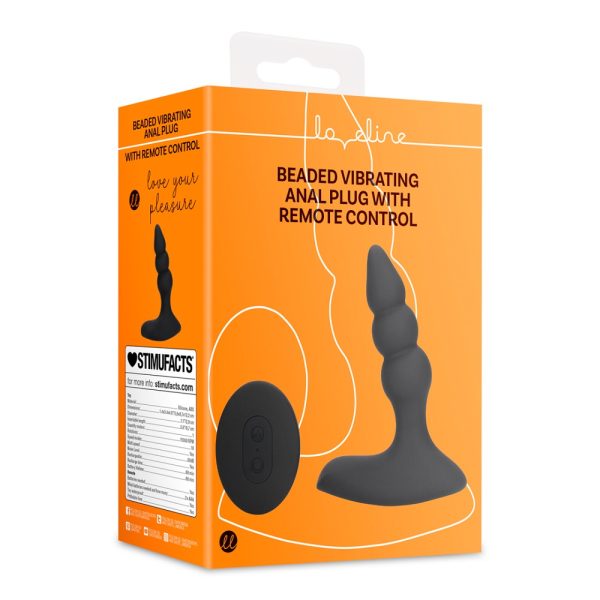 Beaded Vibrating Anal Plug with Remote Control Black - Image 3