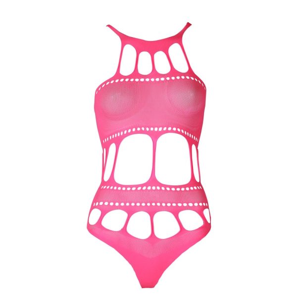 Cut Out Thong Bodysuit Neon Pink One Size - Image 7