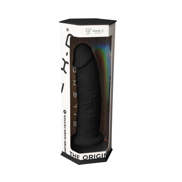 SilexD 9 inch Realistic Girthy Silicone Dual Density Dildo with Suction Cup Black - Image 7