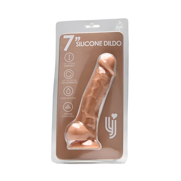 Loving Joy 7 Inch Realistic Silicone Dildo with Suction Cup and Balls Vanilla - Image 7