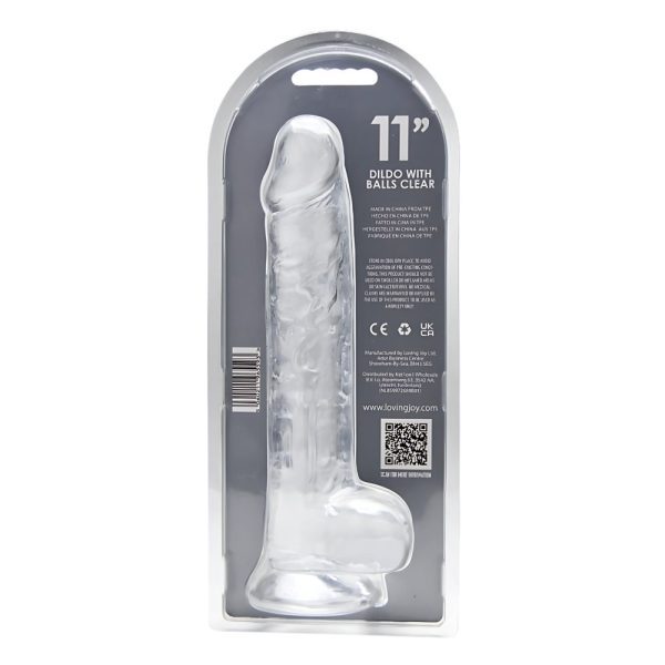 Loving Joy 11 Inch Dildo with Balls Clear - Image 8