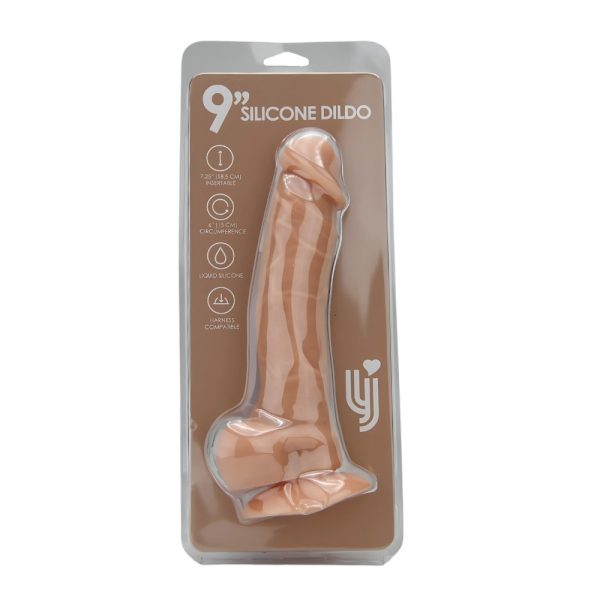 Loving Joy 9 Inch Realistic Silicone Dildo with Suction Cup and Balls Vanilla - Image 8