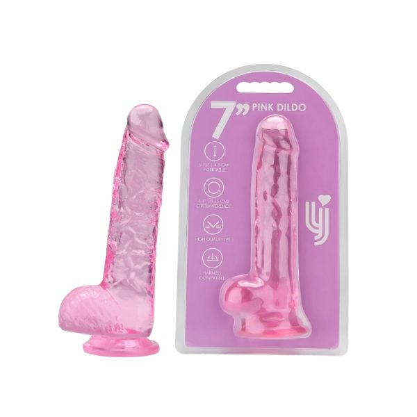 Loving Joy 7 Inch Dildo with Balls Pink - Image 5