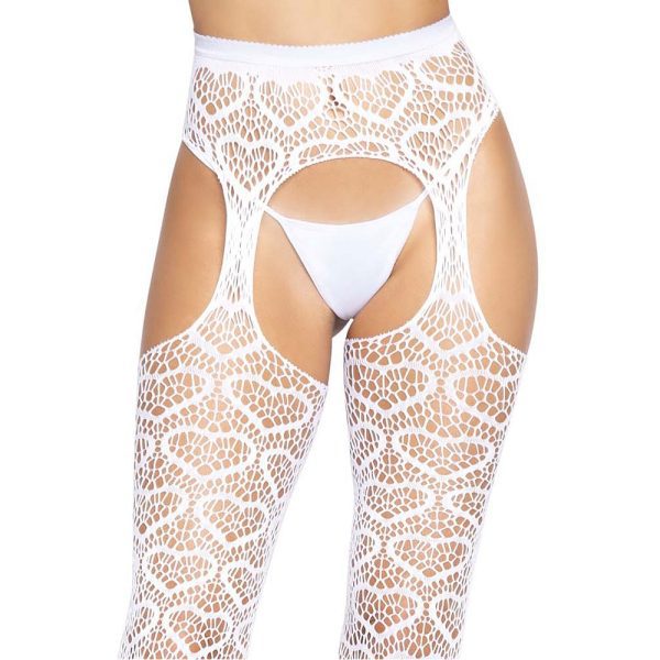 Leg Avenue Heart Net Suspender Tights White - Image 7