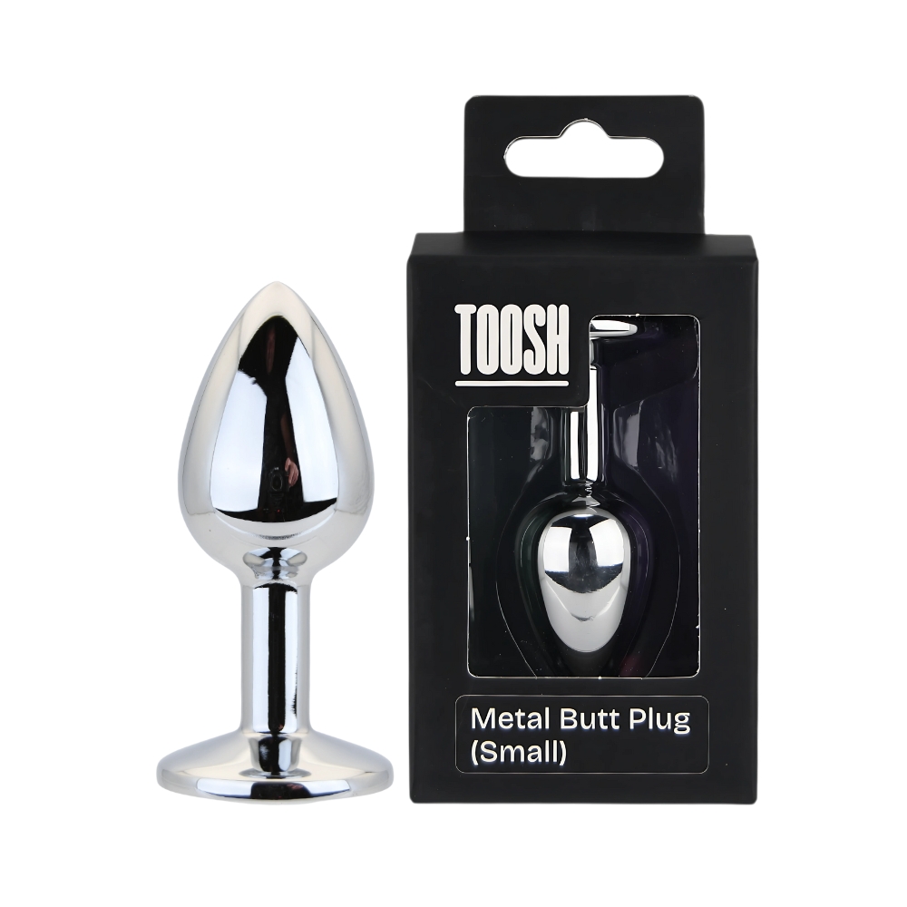 Toosh Silver Metal Butt Plug Small Clear Stone - Image 12