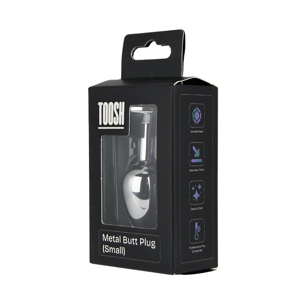 Toosh Silver Metal Butt Plug Small Clear Stone - Image 11