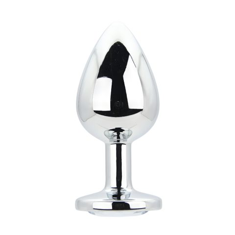 Toosh Silver Metal Butt Plug Large Clear Stone