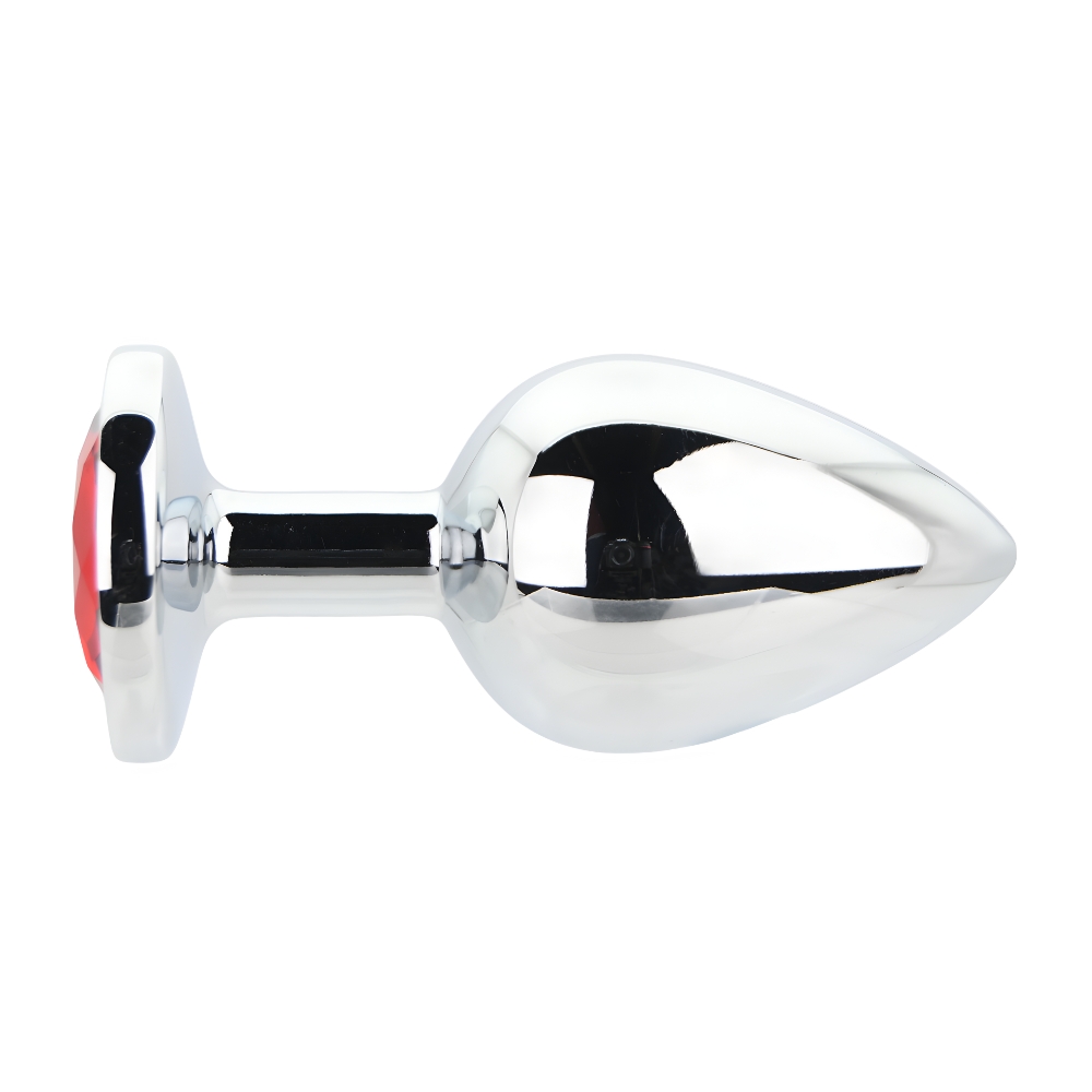 Toosh Silver Metal Butt Plug Large Red Stone - Image 3