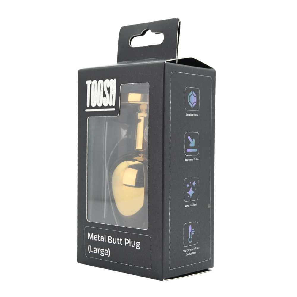 Toosh Gold Metal Butt Plug Large Red Stone - Image 9