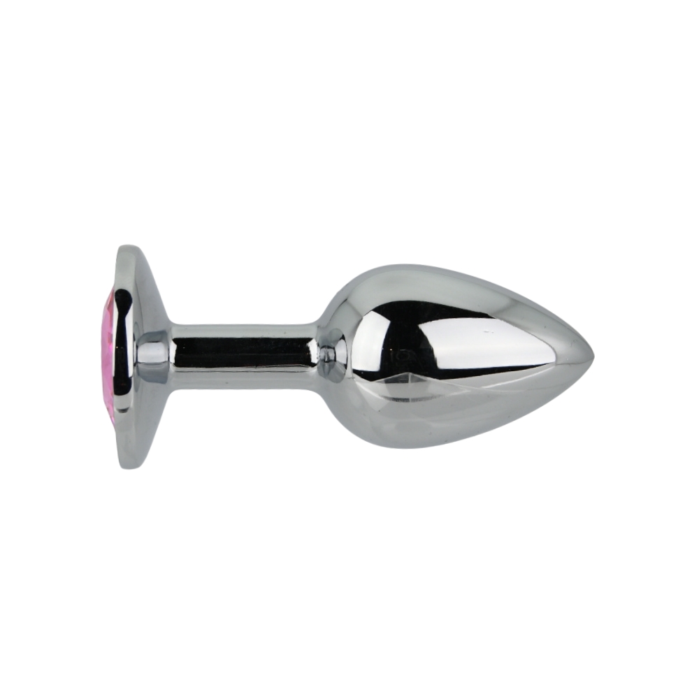 Toosh Silver Metal Butt Plug Small Pink Stone - Image 3