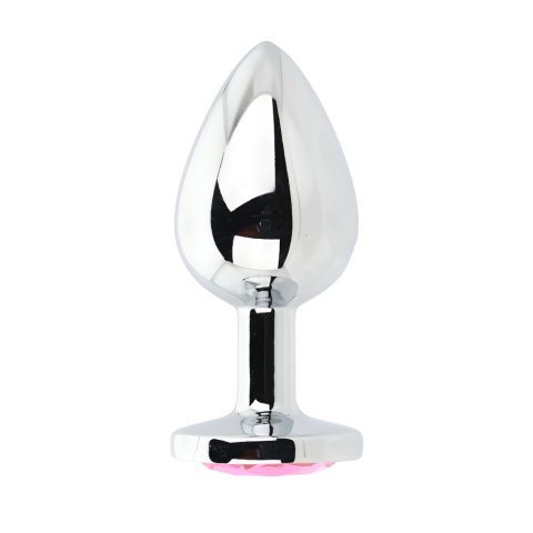 Toosh Silver Metal Butt Plug Large Pink Stone