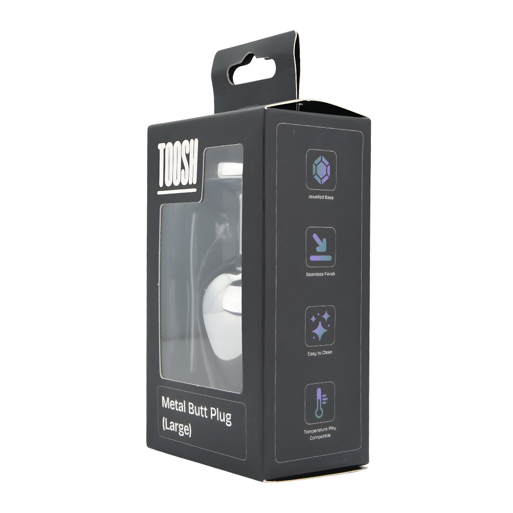 Toosh Silver Metal Butt Plug Large Pink Stone - Image 10