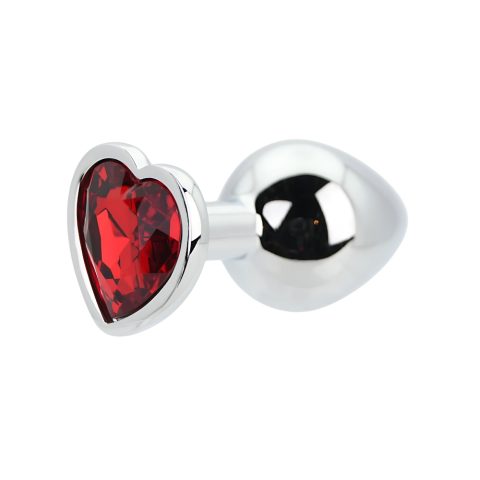 Toosh Heart Shaped Silver with Red Stone Medium