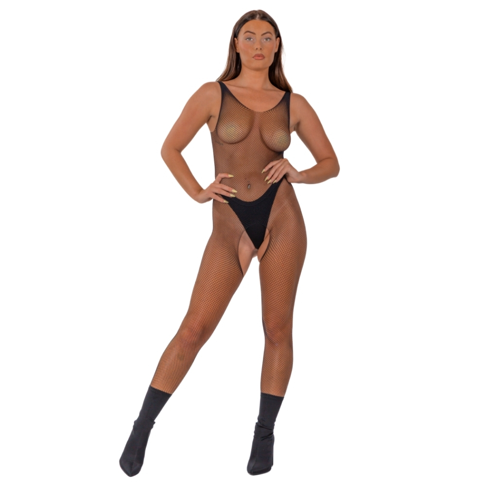 Lace by LJ Fishnet Crotchless Bodystocking Black - Image 3